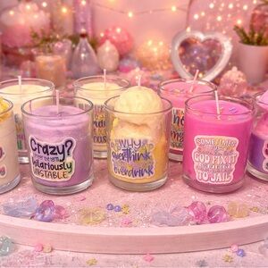 Colorful Scented Candles with Sarcastic Charm!!
